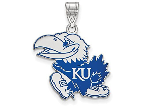 LogoArt SS028UKS Sterling Silver LogoArt University of Kansas Large Enamel Pendant
