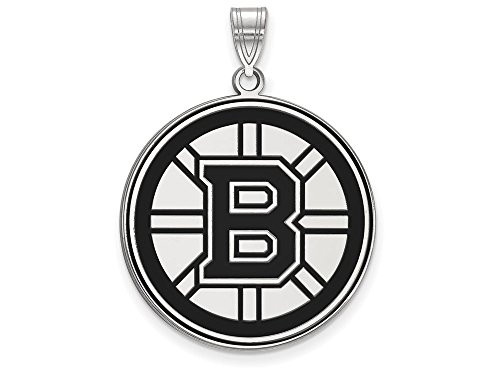 LogoArt SS044BRI Boston Bruins Extra Large (1 Inch)arge Enamel Pendant (Sterling Silver)