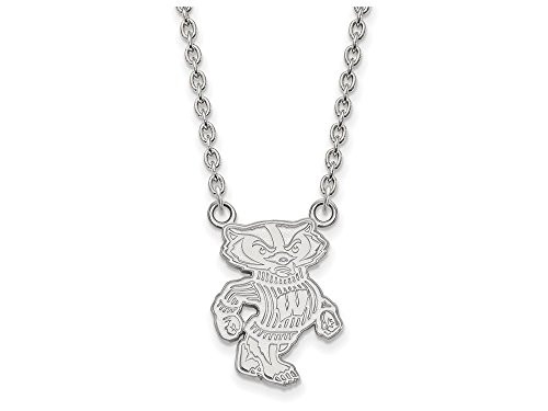 LogoArt SS055UWI-18 Sterling Silver LogoArt University of Wisconsin Large Pendant w/Necklace