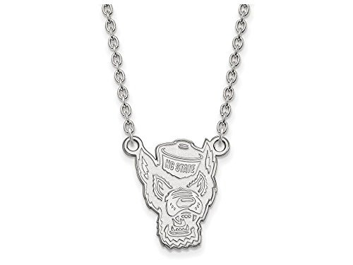 LogoArt SS057NCS-18 Sterling Silver LogoArt North Carolina State U Large Pendant w/Necklace
