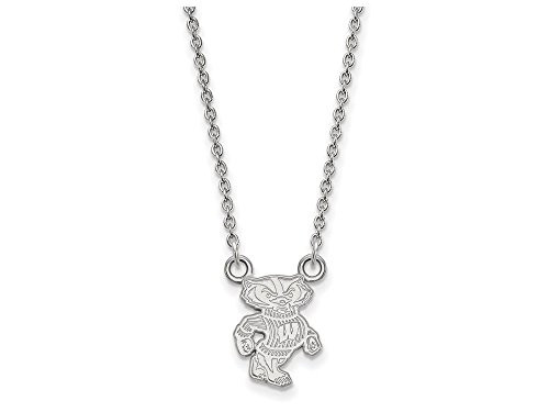 LogoArt SS054UWI-18 Wisconsin Small (1/2 Inch) Pendant w/Necklace (Sterling Silver).