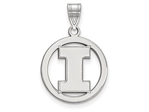 LogoArt SS033UIL Illinois Small (1/2 Inch) Pendant in Circle (Sterling Silver)