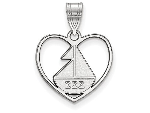 LogoArt SS040SSS Sterling Silver Sigma Sigma Sigma Heart Pendant Chain Included