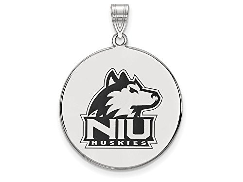 LogoArt SS040NIU Northern Illinois Extra Large (1 Inch) Enamel Disc Pendant (Sterling Sliver)