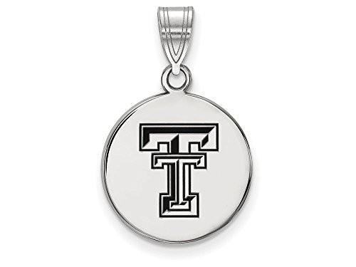 LogoArt SS040TXT Sterling Silver LogoArt Texas Tech University Medium Enamel Disc Pendant