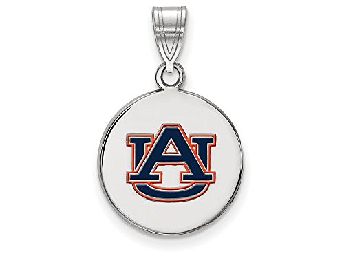 LogoArt SS040AU Sterling Silver LogoArt Auburn University Medium Enamel Disc Pendant