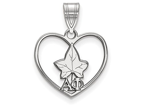 LogoArt SS040APH Sterling Silver Alpha Phi Heart Pendant Chain Included