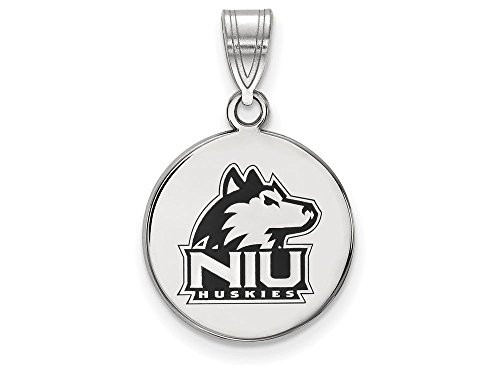 LogoArt SS039NIU Northern Illinois Medium (5/8 Inch) Enamel Disc Pendant (Sterling Sliver)