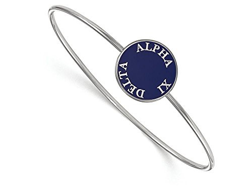 LogoArt SS022AXD-7 Sterling Silver LogoArt Alpha Xi Delta Enameled Slip-on Bangle