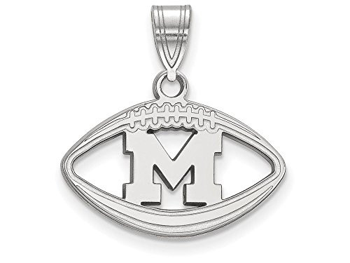 LogoArt SS019UM Sterling Silver LogoArt Michigan (Univ Of) Pendant in Football