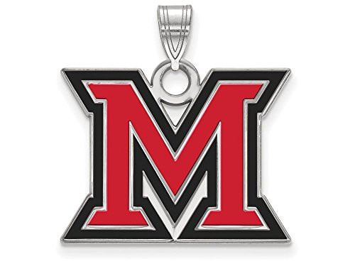 LogoArt SS017MU Sterling Silver LogoArt Miami University Large Enamel Pendant