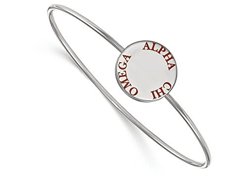 LogoArt SS021ACO-7 Sterling Silver LogoArt Alpha Chi Omega Enameled Slip-on Bangle