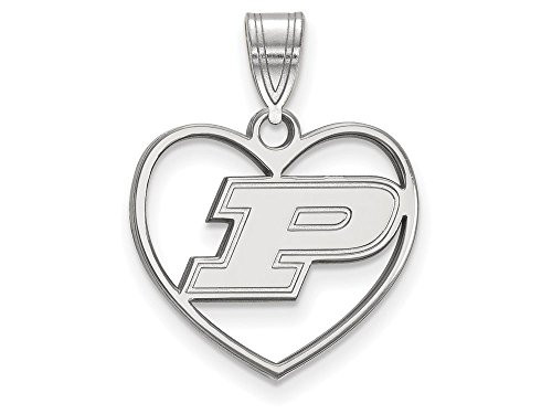 LogoArt SS017PU Purdue Pendant in Heart (Sterling Silver).