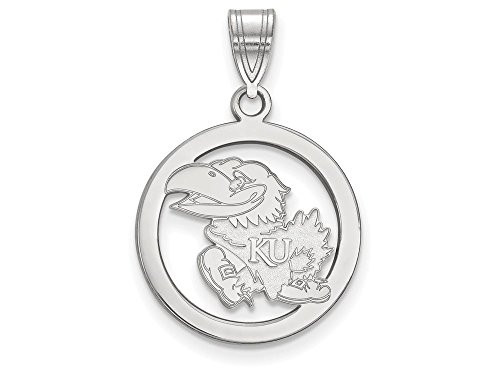 LogoArt SS029UKS Sterling Silver LogoArt University of Kansas Sm Pendant in Circle