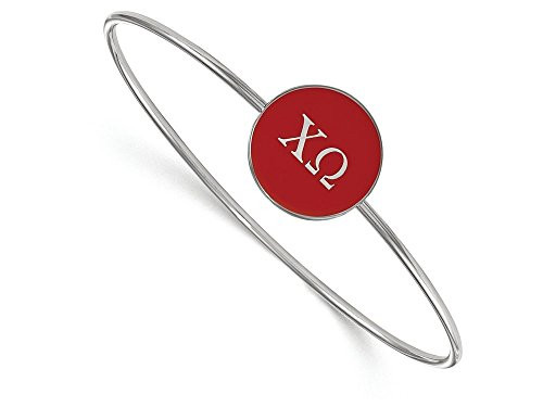 LogoArt SS024CHO-7 Sterling Silver LogoArt Chi Omega Enameled Slip-on Bangle