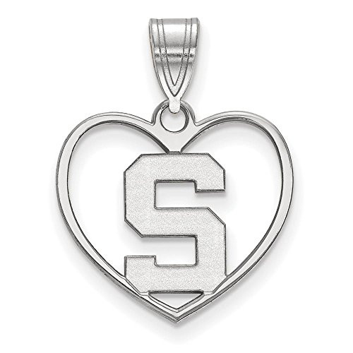 LogoArt SS017MIS Michigan State Pendant in Heart (Sterling Silver).