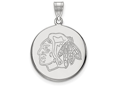 LogoArt SS036BLA Chicago Blackhawks Large (3/4 Inch) Disc Pendant (Sterling Sliver)