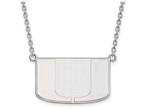 LogoArt SS016UMF-18 Sterling Silver LogoArt University of Miami Large Pendant w/Necklace