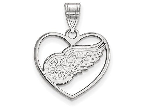 LogoArt SS017RWI Sterling Silver NHL LogoArt Detroit Red Wings Pendant in Heart