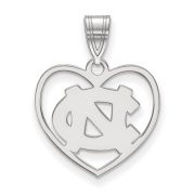 LogoArt SS017UNC North Carolina Pendant in Heart (Sterling Silver).