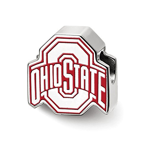 LogoArt SS500OSU Ohio State Block O Enameled Extruded Logo Bead (Sterling Sliver)