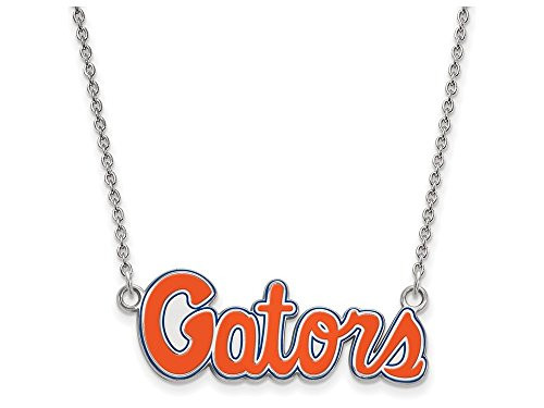 LogoArt SS080UFL-18 Sterling Silver LogoArt University of Florida Small Enamel Pendant w/neckla