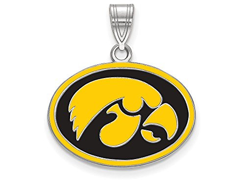 LogoArt SS086UIA Sterling Silver LogoArt University of Iowa Medium Enamel Pendant