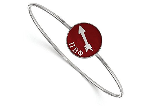 LogoArt SS049PBP-7 Sterling Silver Pi Beta Phi Enameled Slip-on Bangle.