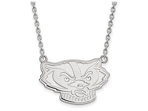 LogoArt SS067UWI-18 Sterling Silver LogoArt University of Wisconsin Large Pendant w/Necklace