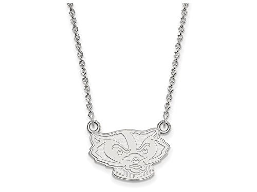 LogoArt SS066UWI-18 Sterling Silver LogoArt University of Wisconsin Small Pendant w/Necklace
