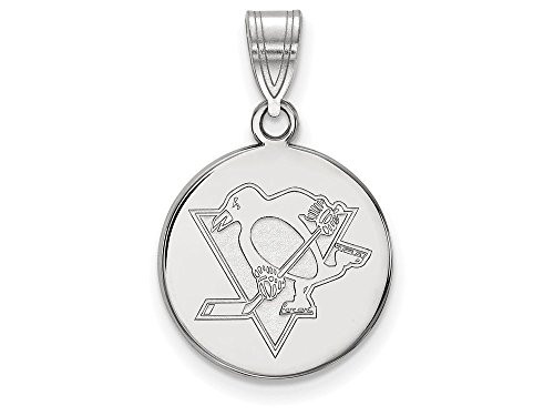 LogoArt SS034PEN Pittsburgh Penguins Medium (5/8 Inch) Disc Pendant (Sterling Sliver)