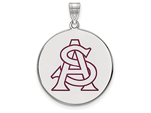 LogoArt SS057AZS Arizona State Extra Large (1 Inch) Enamel Disc Pendant (Sterling Sliver).