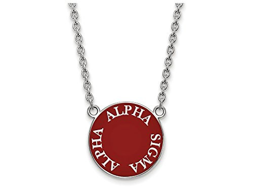 LogoArt SS013ASI-18 Sterling Silver LogoArt Alpha Sigma Alpha Small Enl Pend w/Necklace