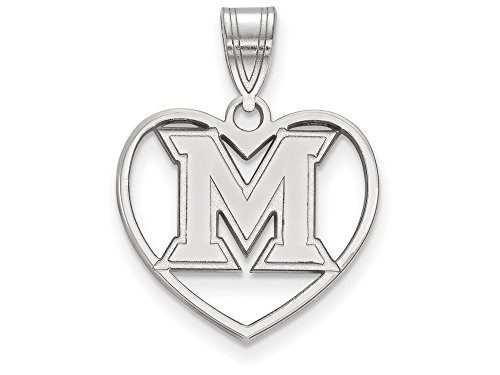 LogoArt SS013MU Sterling Silver LogoArt Miami University Pendant in Heart