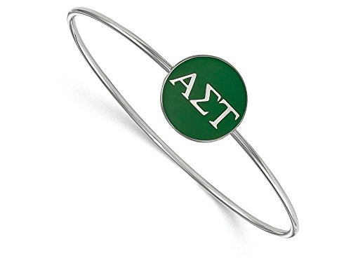 LogoArt SS024ALS-7 Sterling Silver Alpha Sigma Tau Enameled Slip-on Bangle.