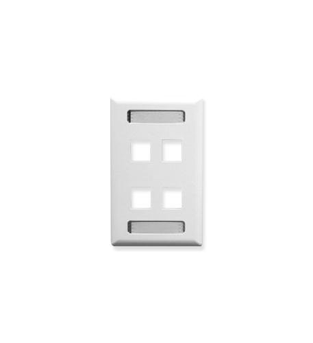 ICC IC107S04-WH Faceplate- Id- 1-Gang- 4-Port- White.