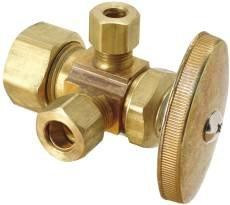 T&S Brass BCR1900RXR1 DUAL OUTLET STOP 1/2" NOM COMP X 3/8" OD COMP X 1/4" OD COMP ROUGH BRASS