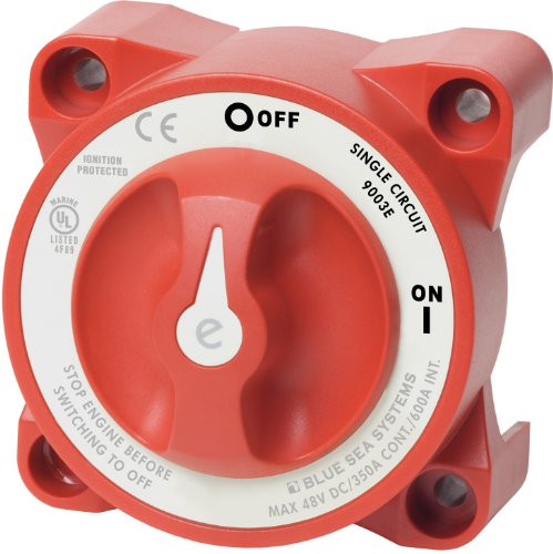BLUE SEA SYSTEMS 6032063 E Ser. Batt Sw, 1 Ckt On-Off, Red
