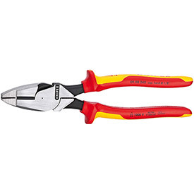 KNIPEX® 09 08 240 SBA High Leverage Combo Pliers Lineman NE Head 1000V Insulated 9-1/2" OAL