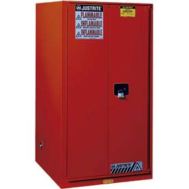 Justrite B875485 60 Gallon 2 Door, Manual, Flammable Cabinet, 34"W x 34"D x 65"H, Red