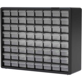 Akro-Mils B1603779 64 Drawer Plastic Parts Storage Hardware and Craft Cabinet, 20-Inch by 16-Inch by 6-1/2-Inch, Black by