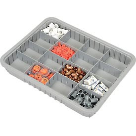 QUANTUM STORAGE SYSTEMS 334105GY Dividable Grid Container 22-1/2-Inch Long by 17-1/2-Inch Wide by 3-Inch High, Gray, 6-Pack