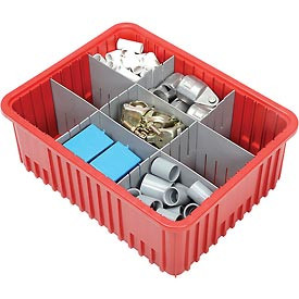 QUANTUM STORAGE SYSTEMS 334107RD Dividable Grid Container 22-1/2-Inch Long by 17-1/2-Inch Wide by 8-Inch High, Red, 3-Pack