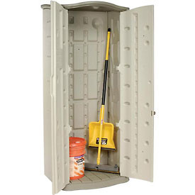 Rubbermaid 269937 Outdoor Vertical Storage Shed, Plastic, 17 cu. ft., 2 ft. x 2 ft., Olive/Sandstone ()