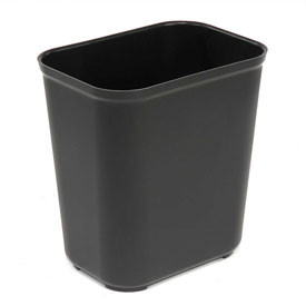 Rubbermaid 240432BK Commercial 254300BK Fire-Resistant Wastebasket, Rectangular, Fiberglass, 7gal, Black