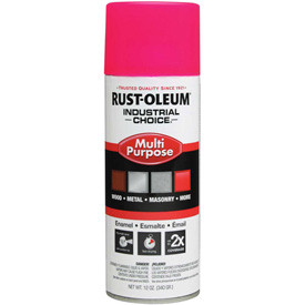 Rust-Oleum Corporation B686509 Rust-Oleum Industrial 1600 System Gen Purpose Enamel Aerosol, Fluorescent Pink 16 oz. Can - Lot of 6