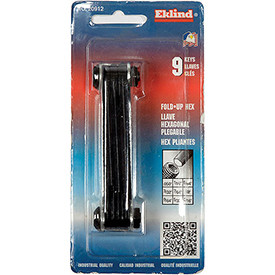 EKLIND TOOL B327174 N91 S Classic Fold-Up Tool, 9-Piece Hex Set, SAE, Polished Steel/Black Oxide, Sold as 9 Each