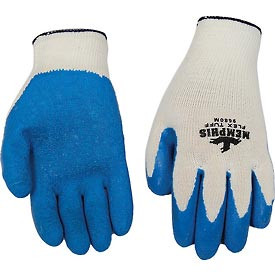 Mcr Safety B309185 FlexTuff Cotton/Polyester Shell Men's Gloves with Latex Dipped Palm and Fingertips, Blue/White, Medium, 1-Pair