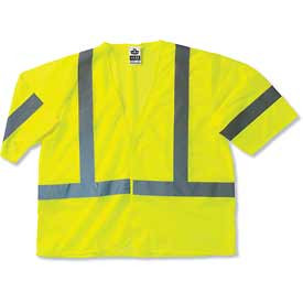 Ergodyne B306176 GloWear 8310HL ANSI Class 3 Economy High Visibility Lime Reflective Safey Vest with Sleeves, 2XL/3XL
