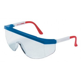 Crews B308323 Tomahawk Wraparound Safety Glasses, Red/White/Blue Nylon Frame, Clear Lens ()